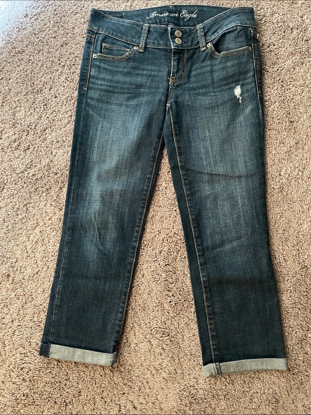 American Eagle Outfitters Dark Blue Cropped Ankle Jeans